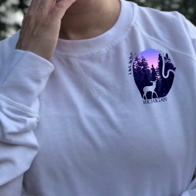 Deer Michigan Sweatshirt White