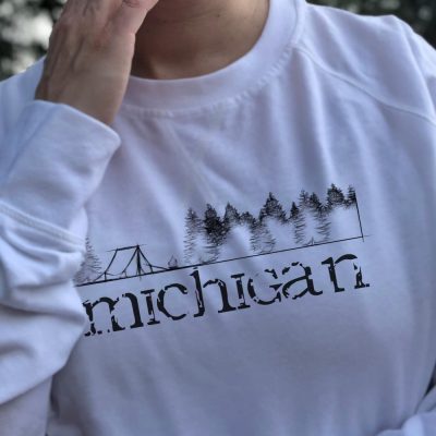 Michigan Camping White Sweatshirt