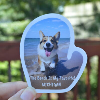 Decal of Corgi at the Lake Michigan Beach